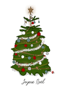 Sapin minimaliste avec d&eacute;corations color&eacute;es